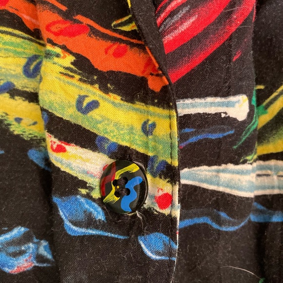 Vintage small tiki boat button up tie up shirt - Picture 2 of 6